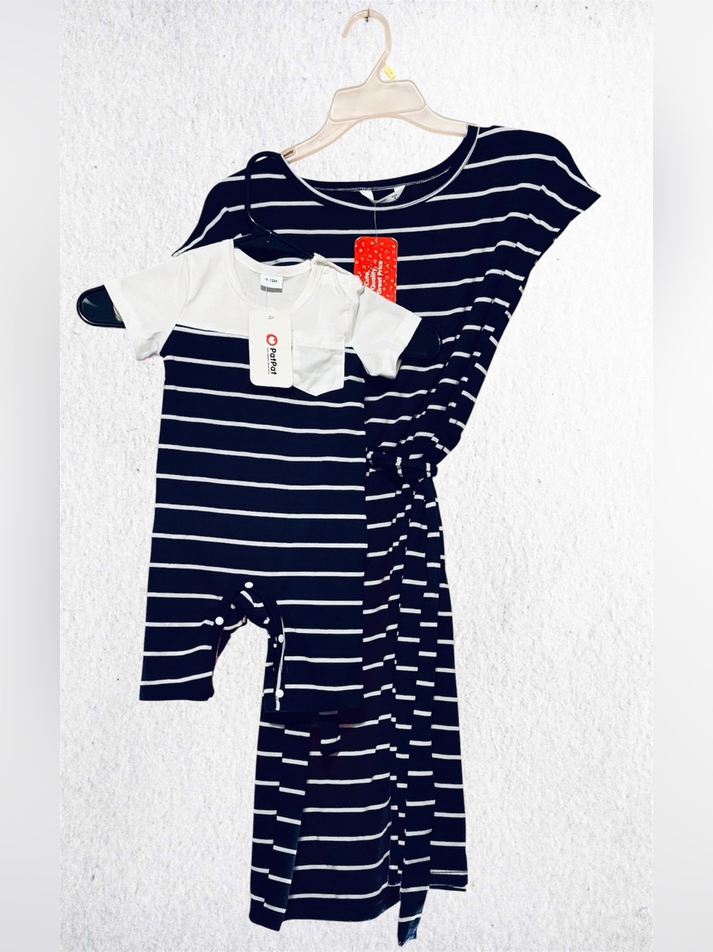 Set of Matching Striped Mommy & Me Dress & Romper
